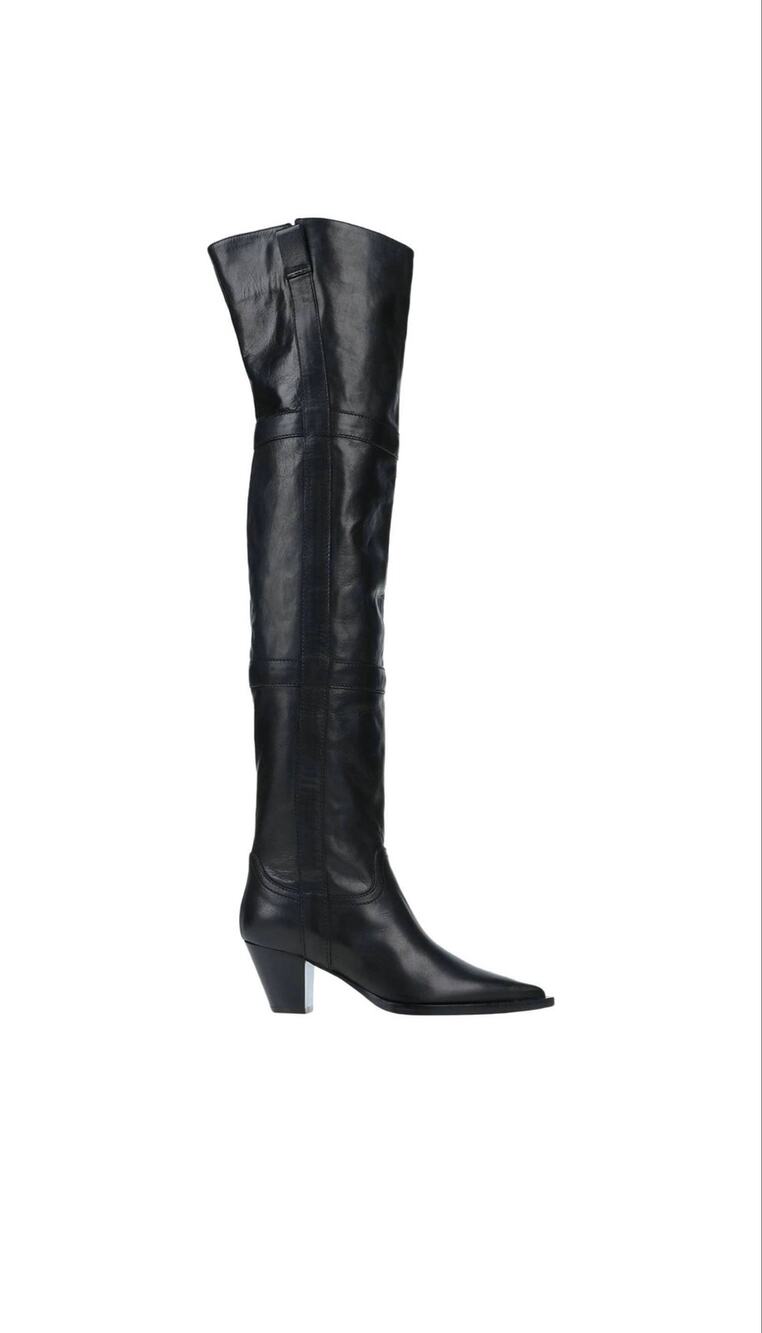 AGL Over-the-Knee Cowboy Boots Black Size 39
